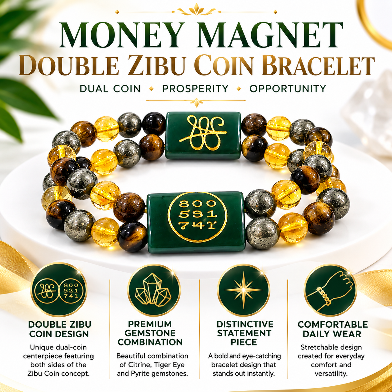 Money Magnet Double Zibu Coin Bracelet – Wealth & Prosperity Edition