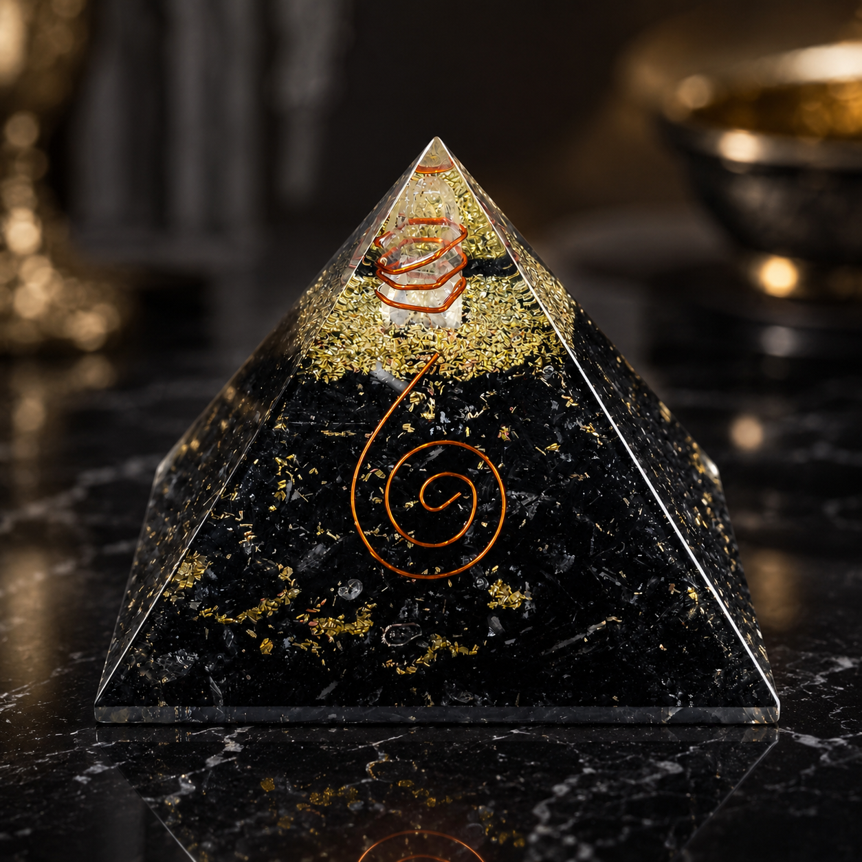 Natural Black Tourmaline Orgonite Pyramid