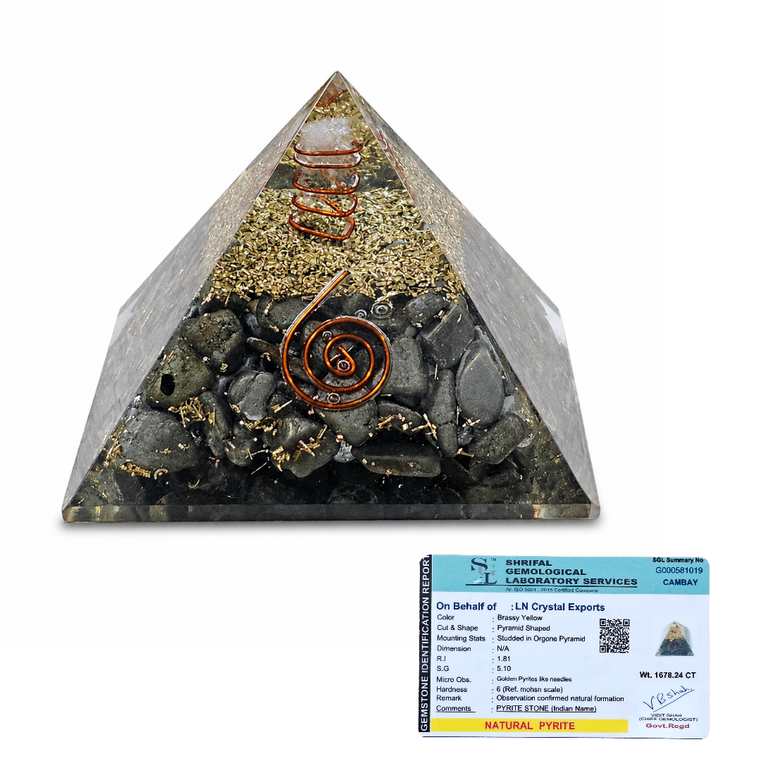 Natural Pyrite Orgonite Pyramid