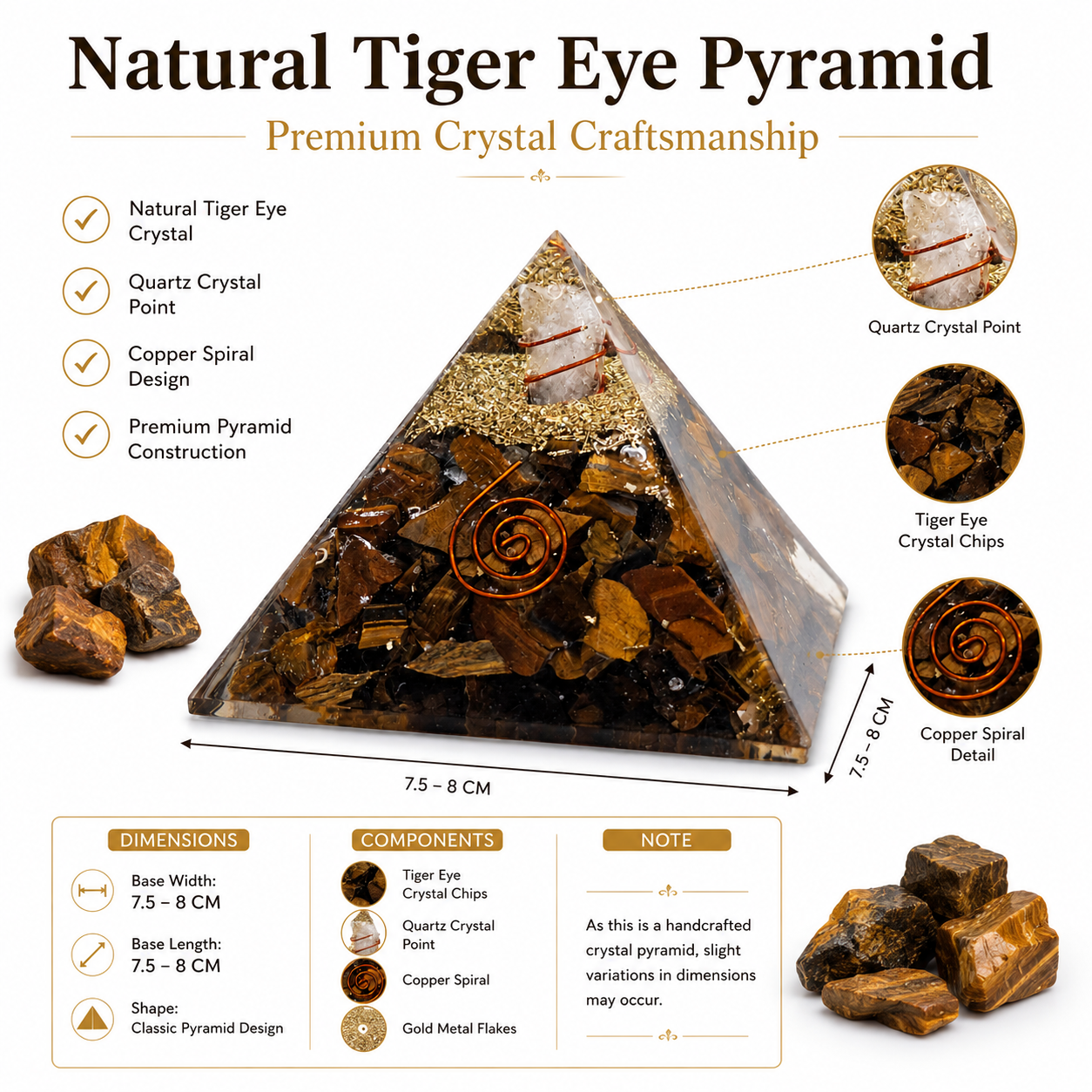 Natural Tiger Eye Orgonite Pyramid