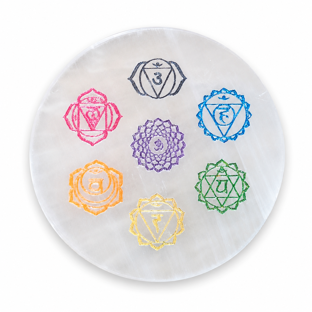 7 Chakra Selenite Charging Plate – Natural Crystal Charging & Energy Cleansing Plate