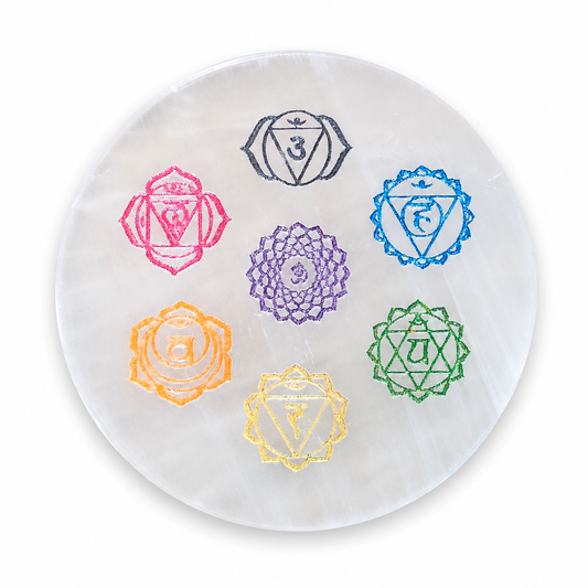 7 Chakra Selenite Charging Plate – Natural Crystal Charging & Energy Cleansing Plate