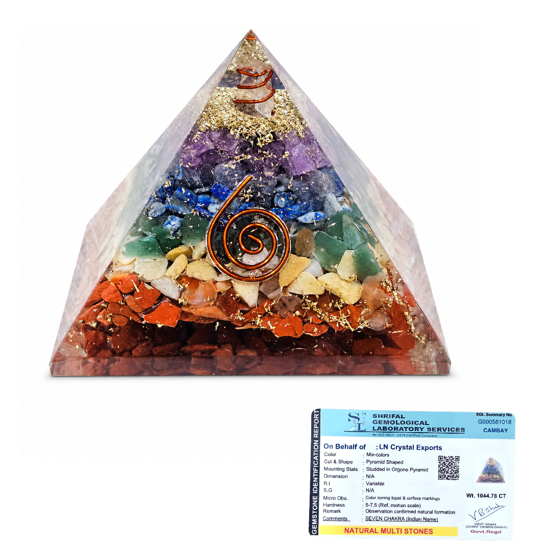 Natural Seven Chakra Orgonite Pyramid