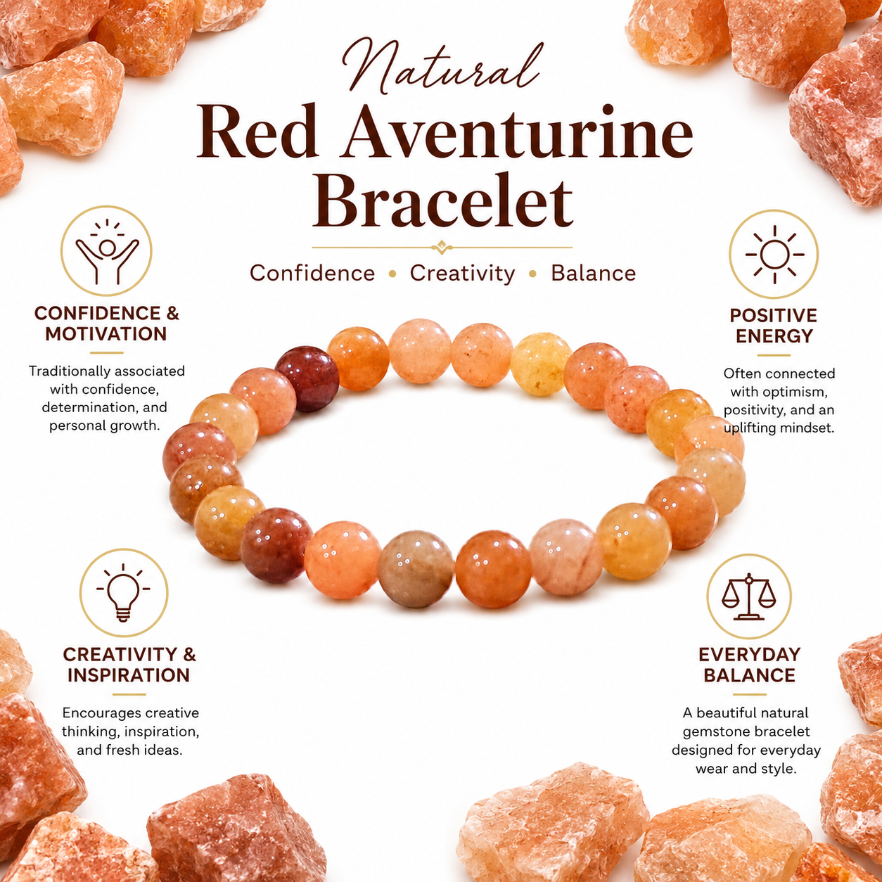 Natural Red Aventurine Bracelet 8mm