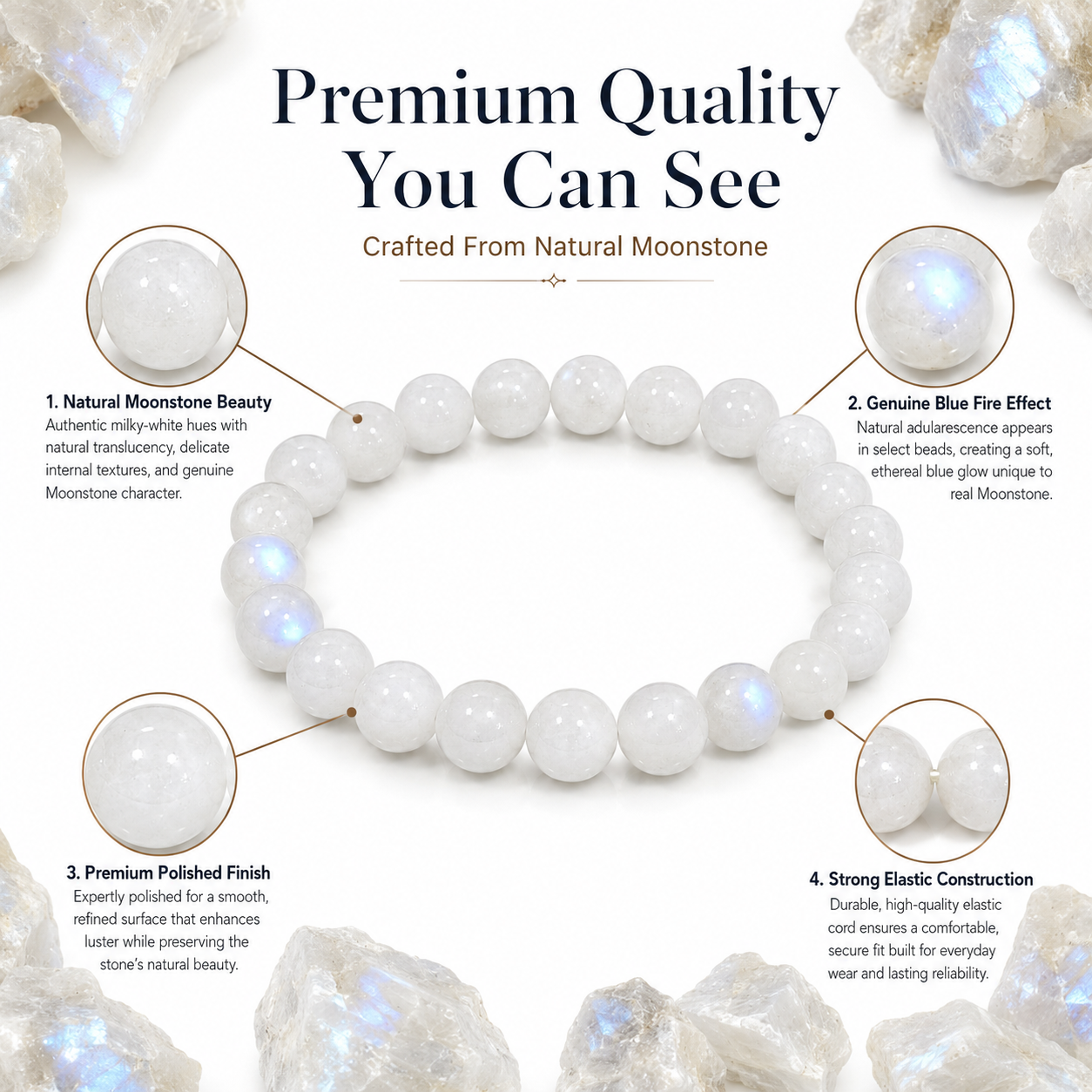 Natural Moonstone Bracelet – Intuition, Emotional Balance & Inner Harmony Bracelet