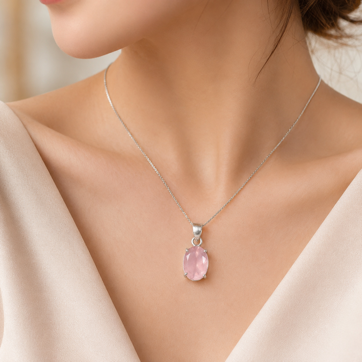 Natural Rose Quartz Pendant | Handmade Rose Quartz Gemstone Pendant | Healing Crystal Jewelry