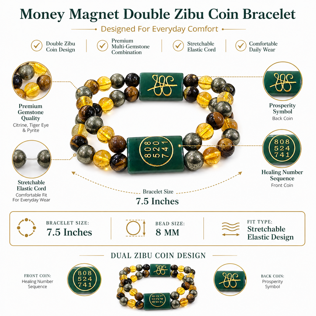 Money Magnet Double Zibu Coin Bracelet – Wealth & Prosperity Edition