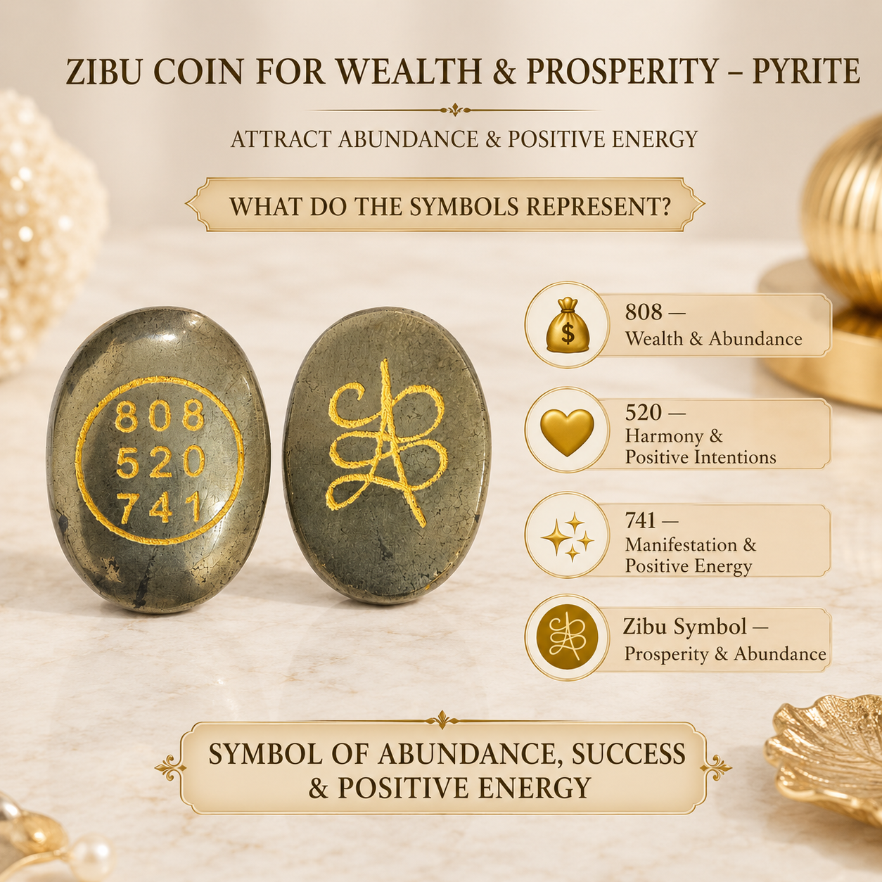 Natural Pyrite Zibu Coin for Wealth & Prosperity | Sacred Abundance Energy Coin | Pocket Crystal for Manifestation & Positive Energy