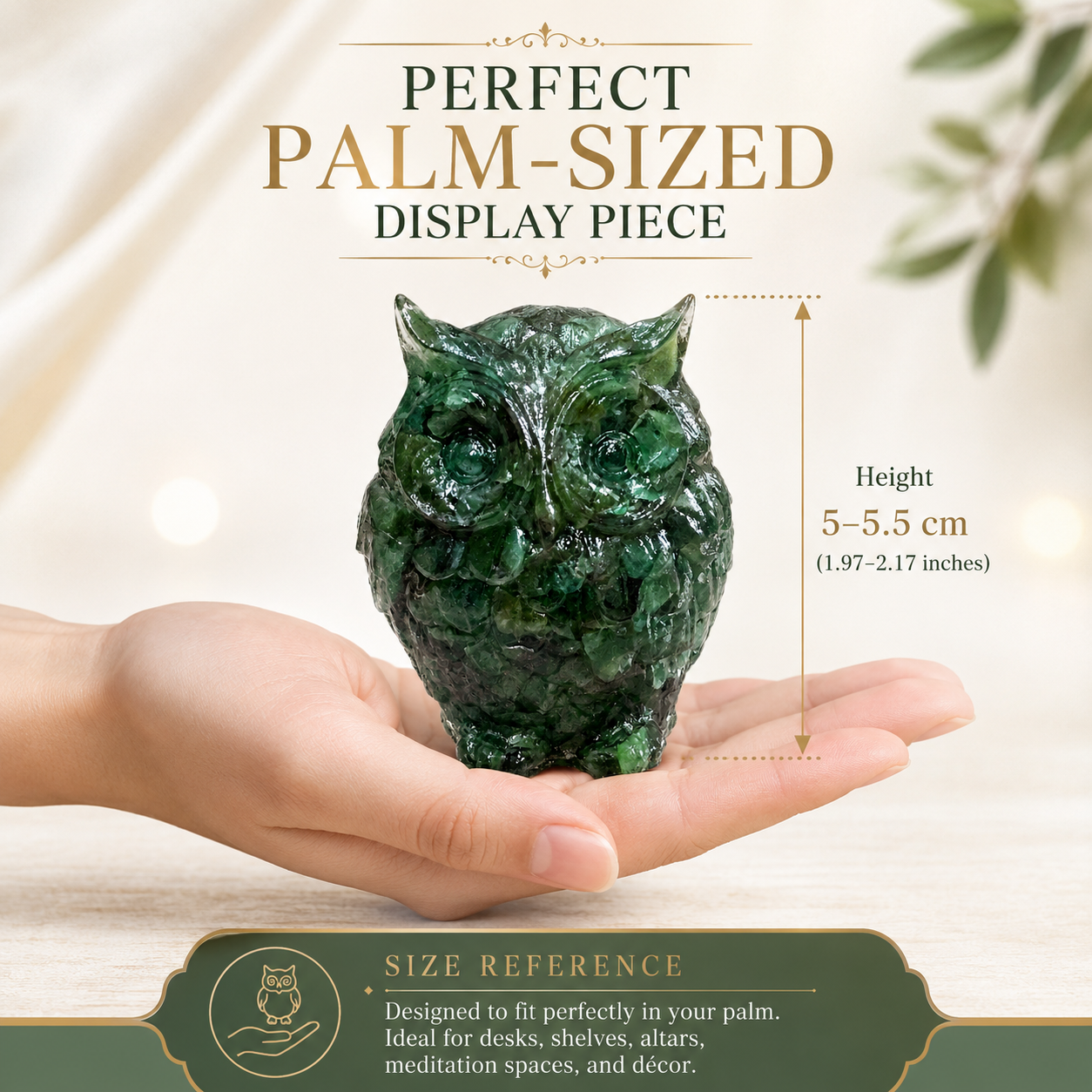 Natural Green Aventurine Owl – Handcrafted Crystal Owl