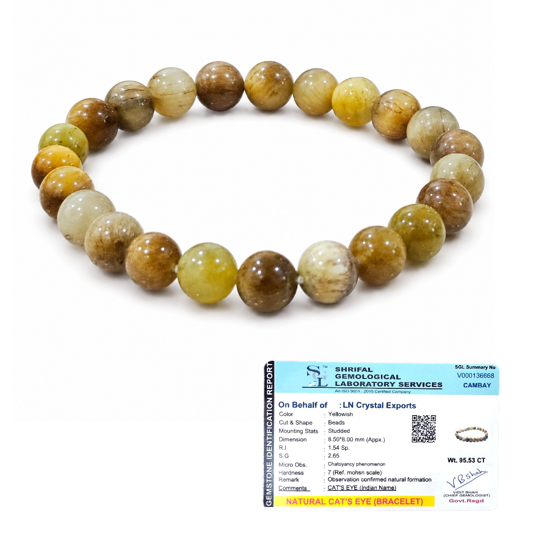 Natural Cat's Eye Bracelet 8mm | Certified Gemstone Bracelet