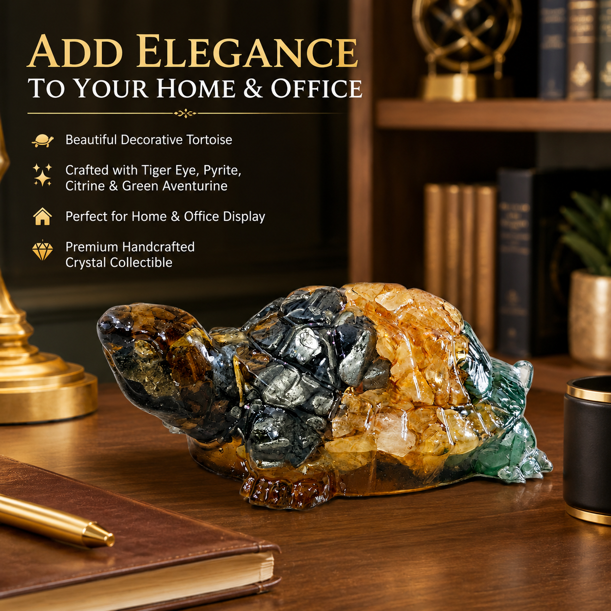 Natural Money Magnet Tortoise – Handcrafted Crystal Tortoise