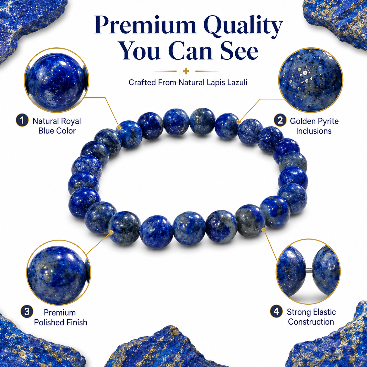 Natural Lapis Lazuli Bracelet 8mm