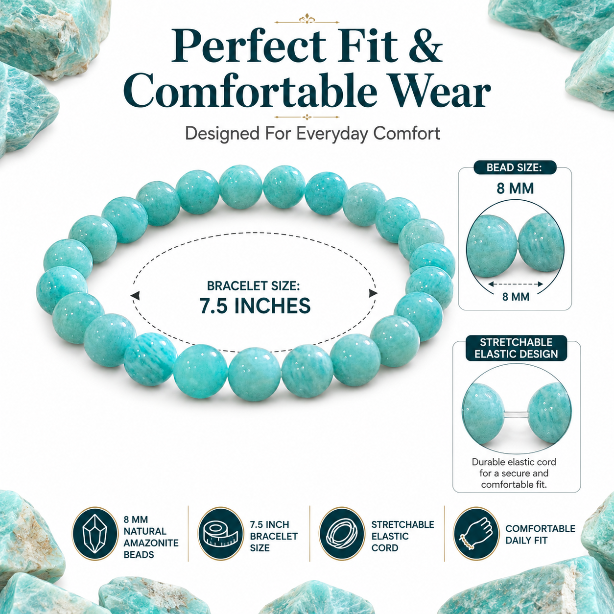 Natural Amazonite Bracelet 8mm