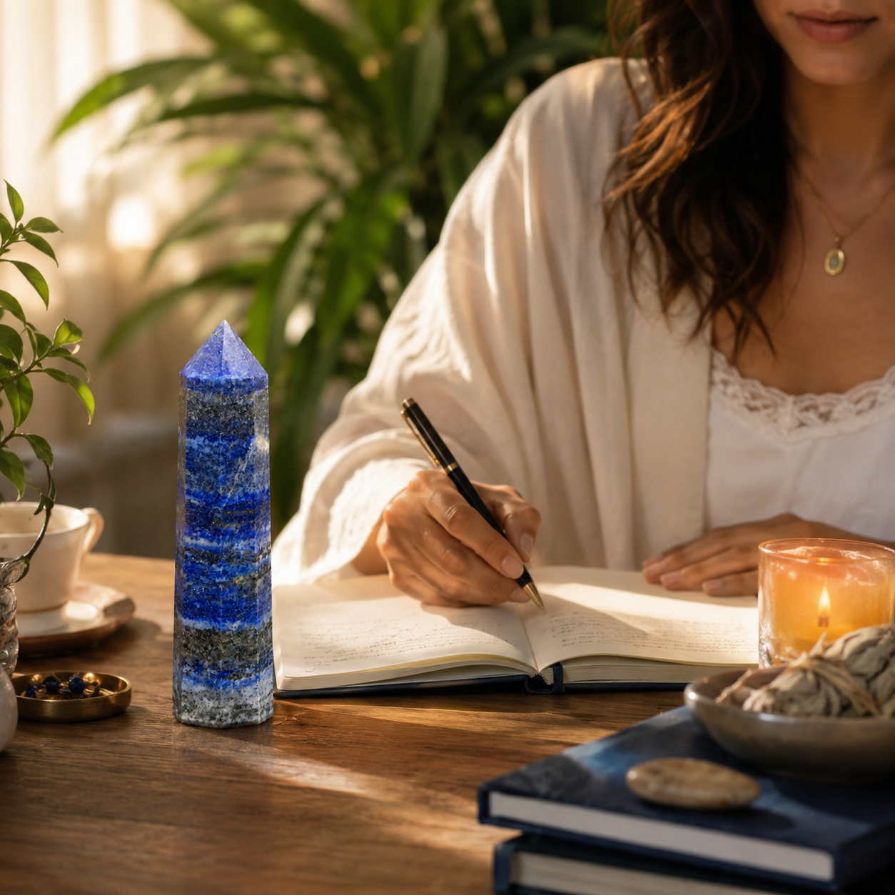 Natural Lapis Lazuli Healing Tower | Premium Polished Lapis Lazuli Crystal Point | Wisdom, Communication & Meditation Crystal