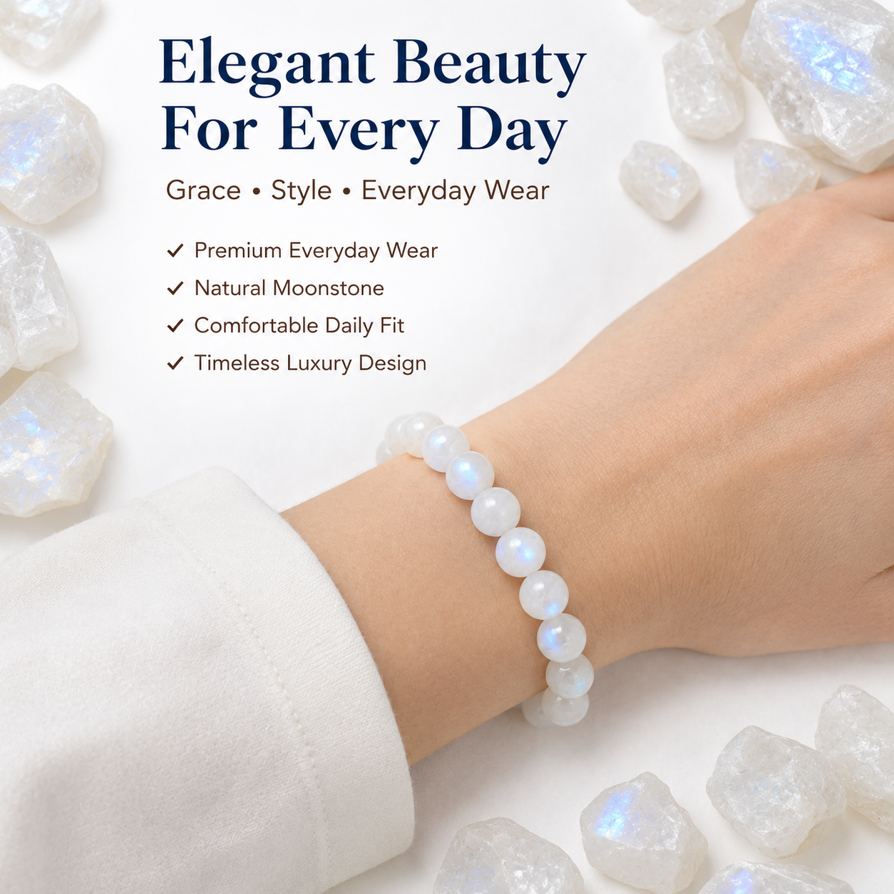 Natural Moonstone Bracelet – Intuition, Emotional Balance & Inner Harmony Bracelet