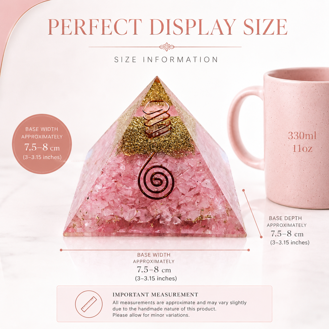 Natural Rose Quartz Orgonite Pyramid