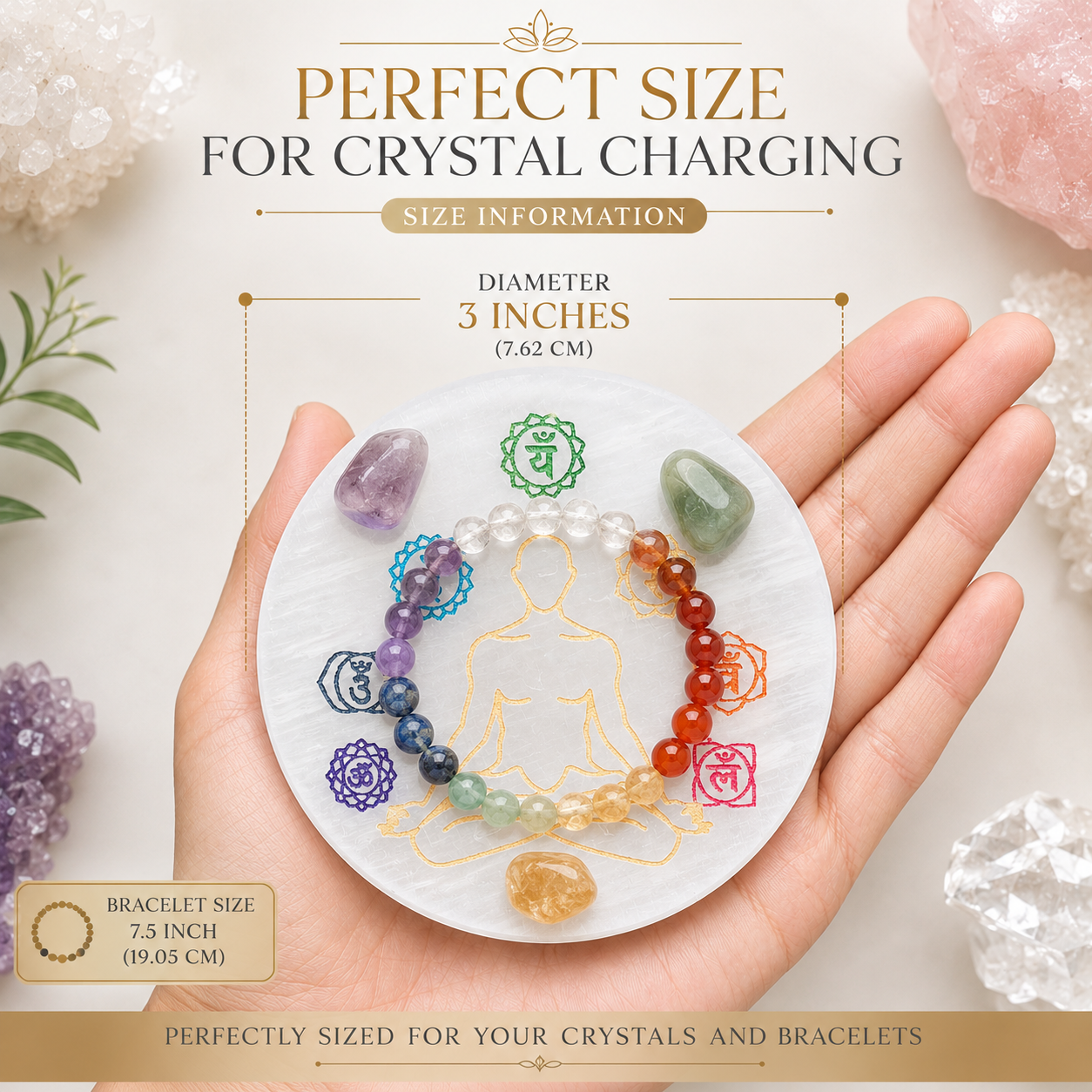 7 Chakra Selenite Charging Plate – Natural Crystal Charging & Cleansing Plate