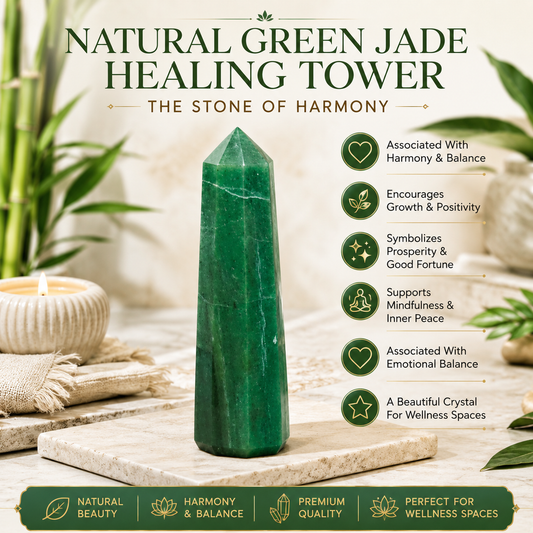 Natural Green Jade Healing Tower | Premium Polished Green Jade Crystal Point | Prosperity, Harmony & Meditation Crystal