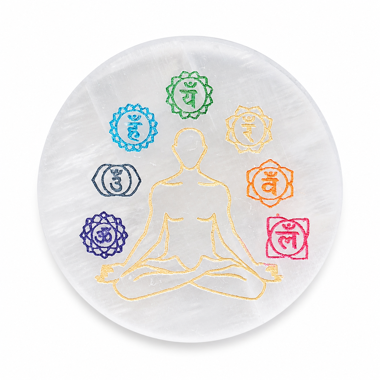 7 Chakra Selenite Charging Plate – Natural Crystal Charging & Cleansing Plate
