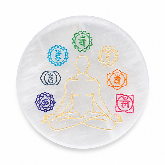 7 Chakra Selenite Charging Plate – Natural Crystal Charging & Cleansing Plate