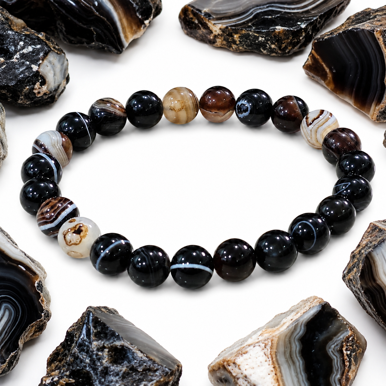 Natural Black Sulemani Hakik Bracelet 8mm