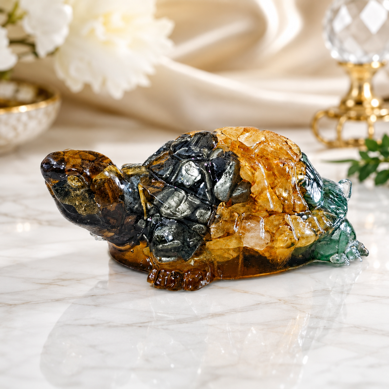 Natural Money Magnet Tortoise – Handcrafted Crystal Tortoise