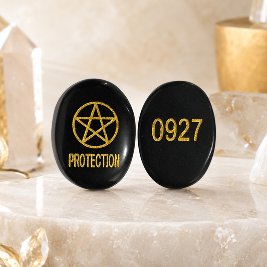 Natural Black Agate Protection Coin | Sacred Protection Energy Coin | Pocket Crystal for Positivity, Meditation & Spiritual Practices