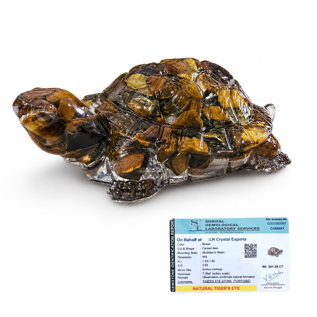 Natural Tiger Eye Tortoise – Handcrafted Crystal Tortoise
