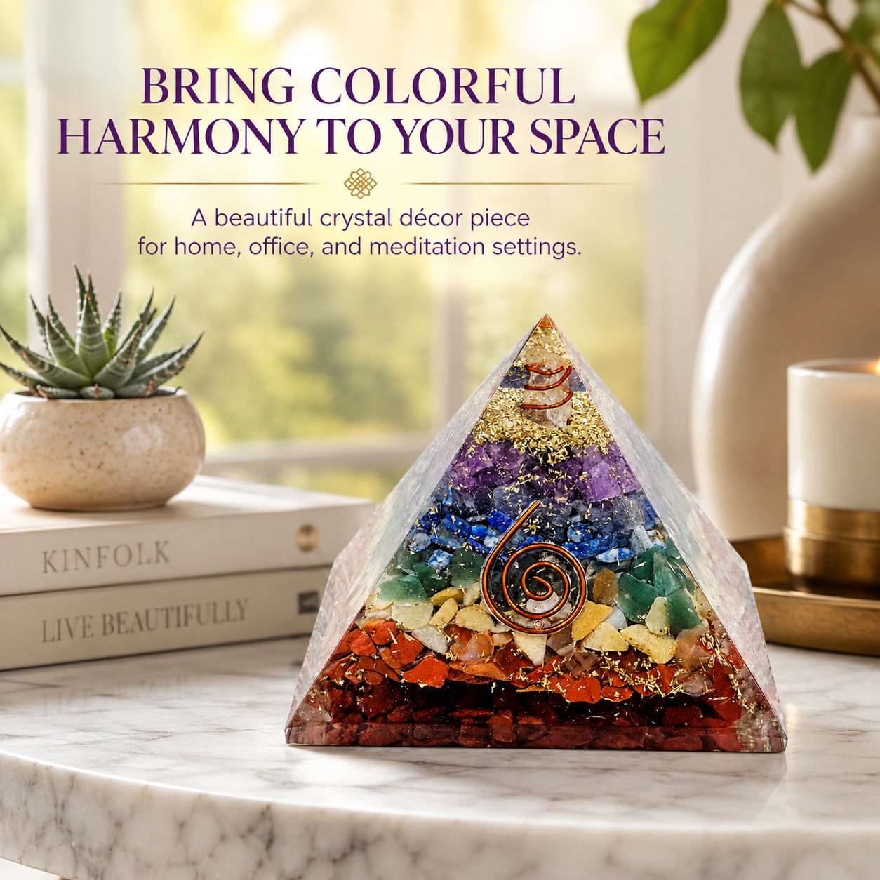 Natural Seven Chakra Orgonite Pyramid