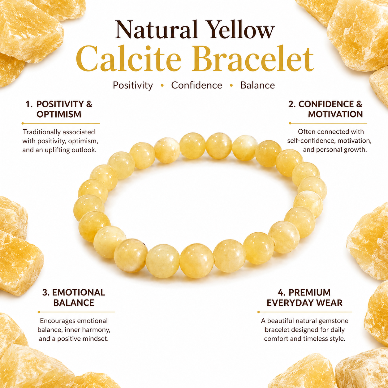 Natural Yellow Calcite Bracelet 8mm
