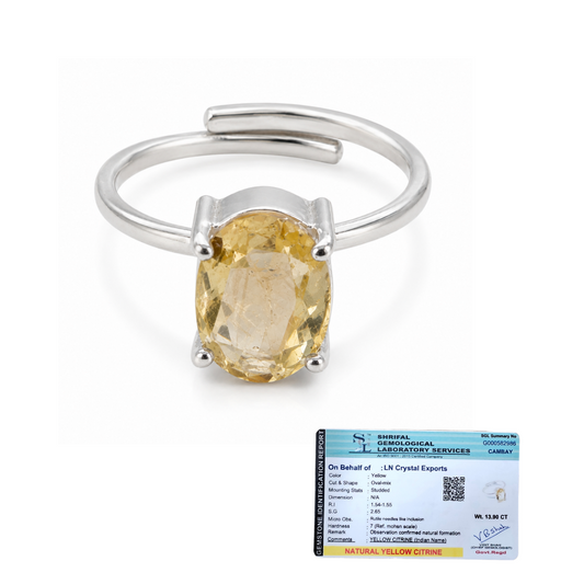 Natural Yellow Citrine Adjustable Ring | Handmade Citrine Gemstone Ring | Healing Crystal Jewelry