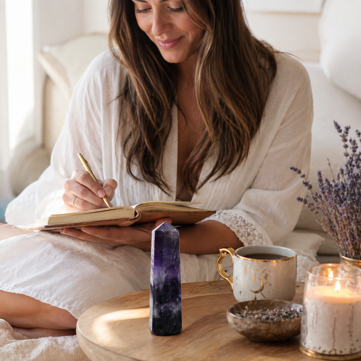 Natural Amethyst Healing Tower | Premium Polished Amethyst Crystal Point | Meditation, Calm & Spiritual Décor Crystal