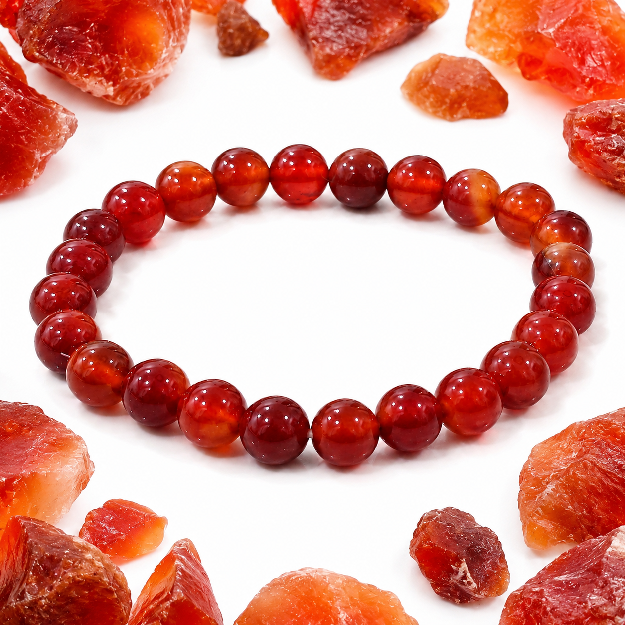 Natural Red Carnelian Bracelet 8mm | Certified Courage, Confidence & Vitality Gemstone Bracelet