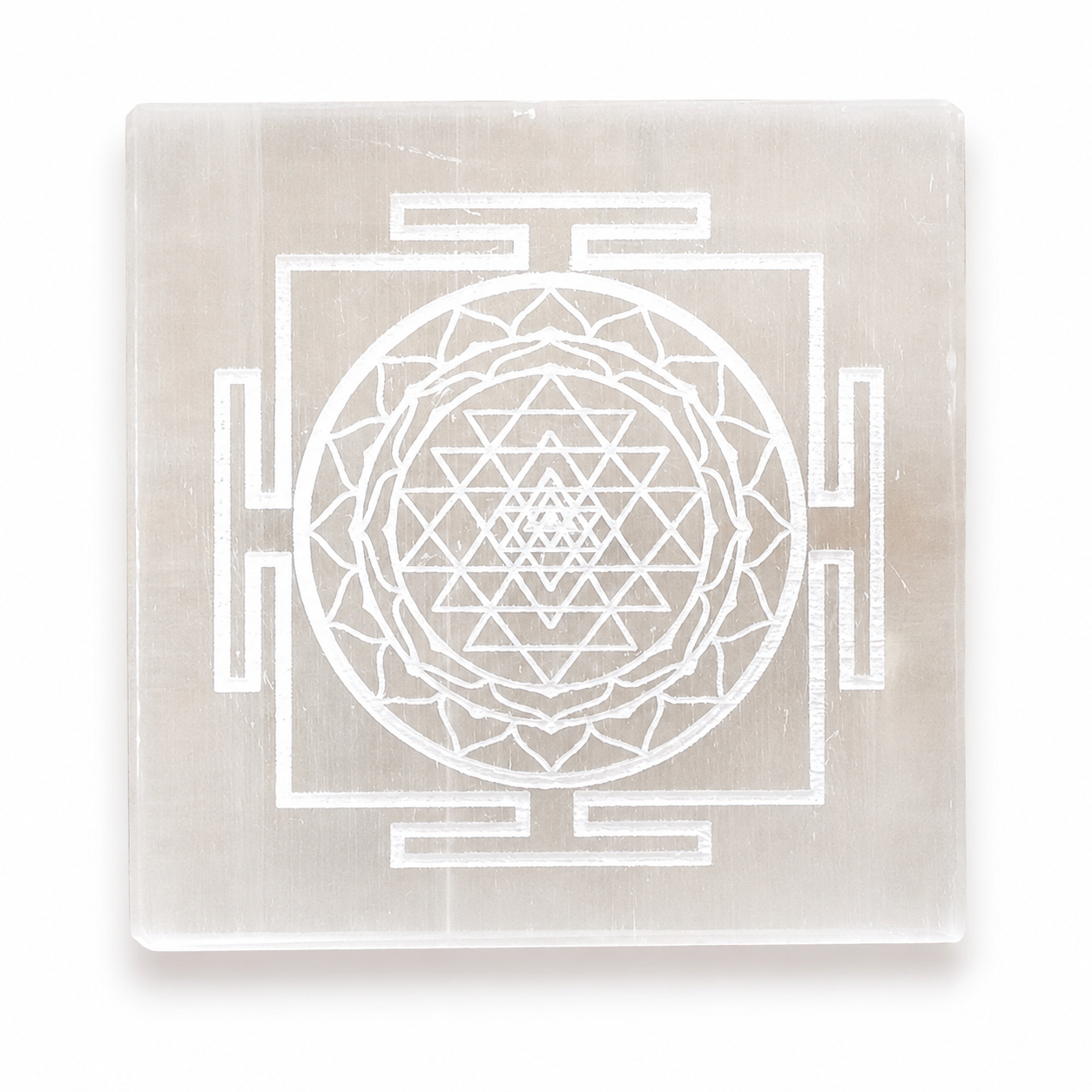 Shree Yantra Selenite Charging Plate – Natural Crystal Cleansing & Charging Plate