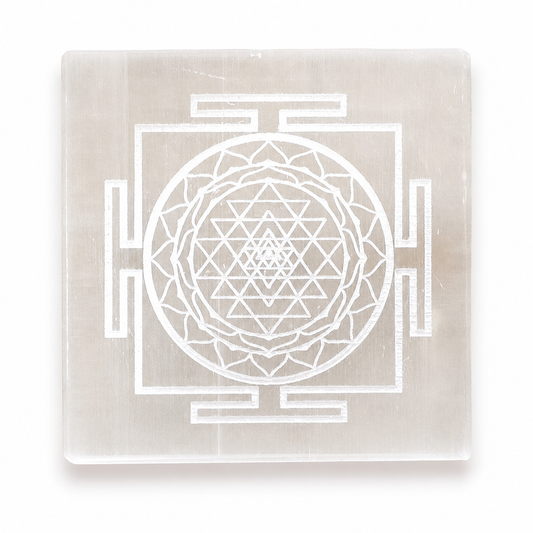 Shree Yantra Selenite Charging Plate – Natural Crystal Cleansing & Charging Plate
