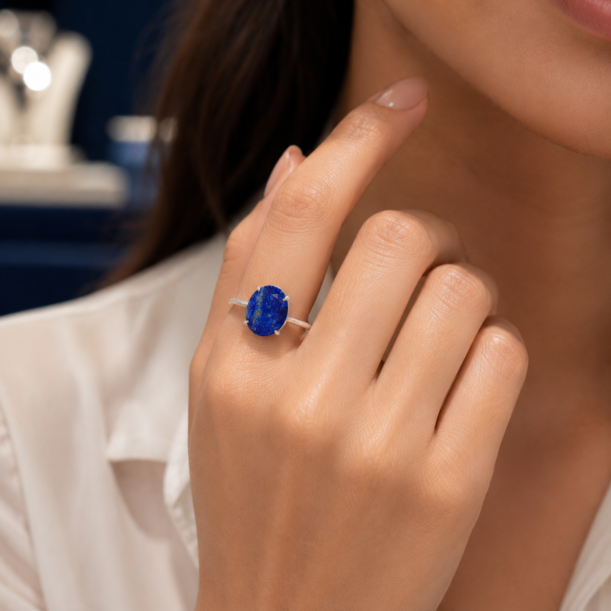Natural Lapis Lazuli Adjustable Ring | Handmade Crystal Gemstone Ring | Healing Crystal Jewelry
