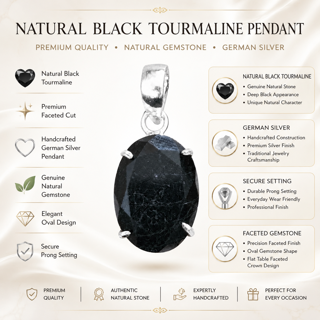 Natural Black Tourmaline Pendant | Handmade Black Tourmaline Gemstone Pendant | Healing Crystal Jewelry