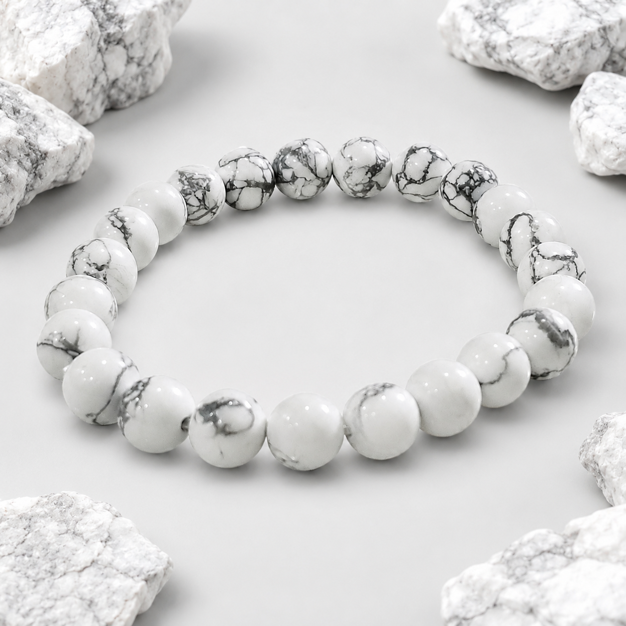 Natural Howlite Bracelet 8mm