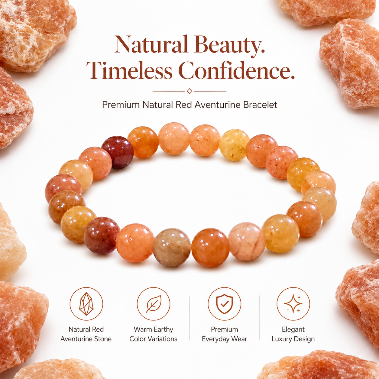Natural Red Aventurine Bracelet 8mm