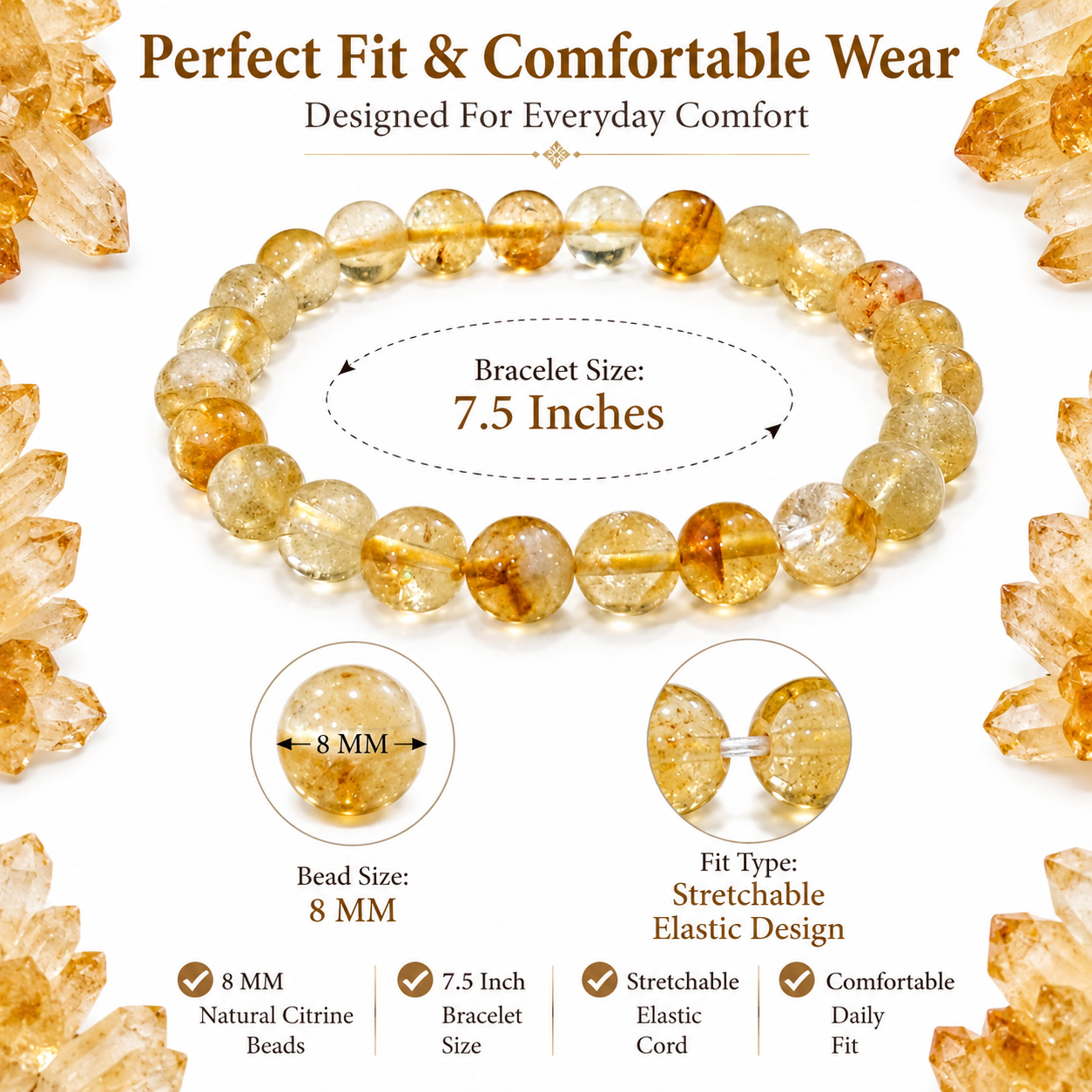 Natural Citrine Bracelet 8mm