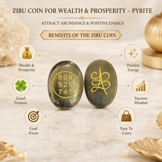 Natural Pyrite Zibu Coin for Wealth & Prosperity | Sacred Abundance Energy Coin | Pocket Crystal for Manifestation & Positive Energy