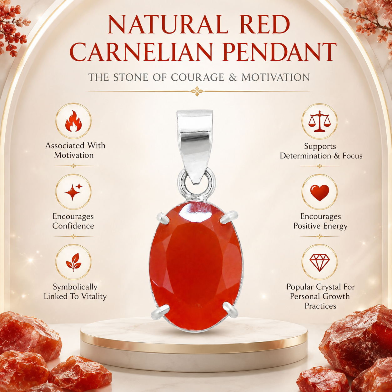 Natural Carnelian Pendant | Handmade Carnelian Gemstone Pendant | Healing Crystal Jewelry