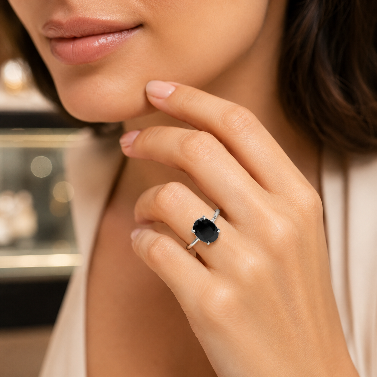 Natural Black Tourmaline Adjustable Ring | Handmade Crystal Gemstone Ring | Healing Crystal Jewelry