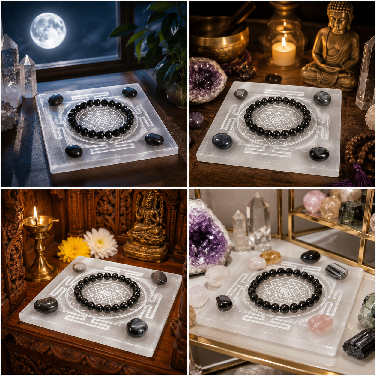 Shree Yantra Selenite Charging Plate – Natural Crystal Cleansing & Charging Plate