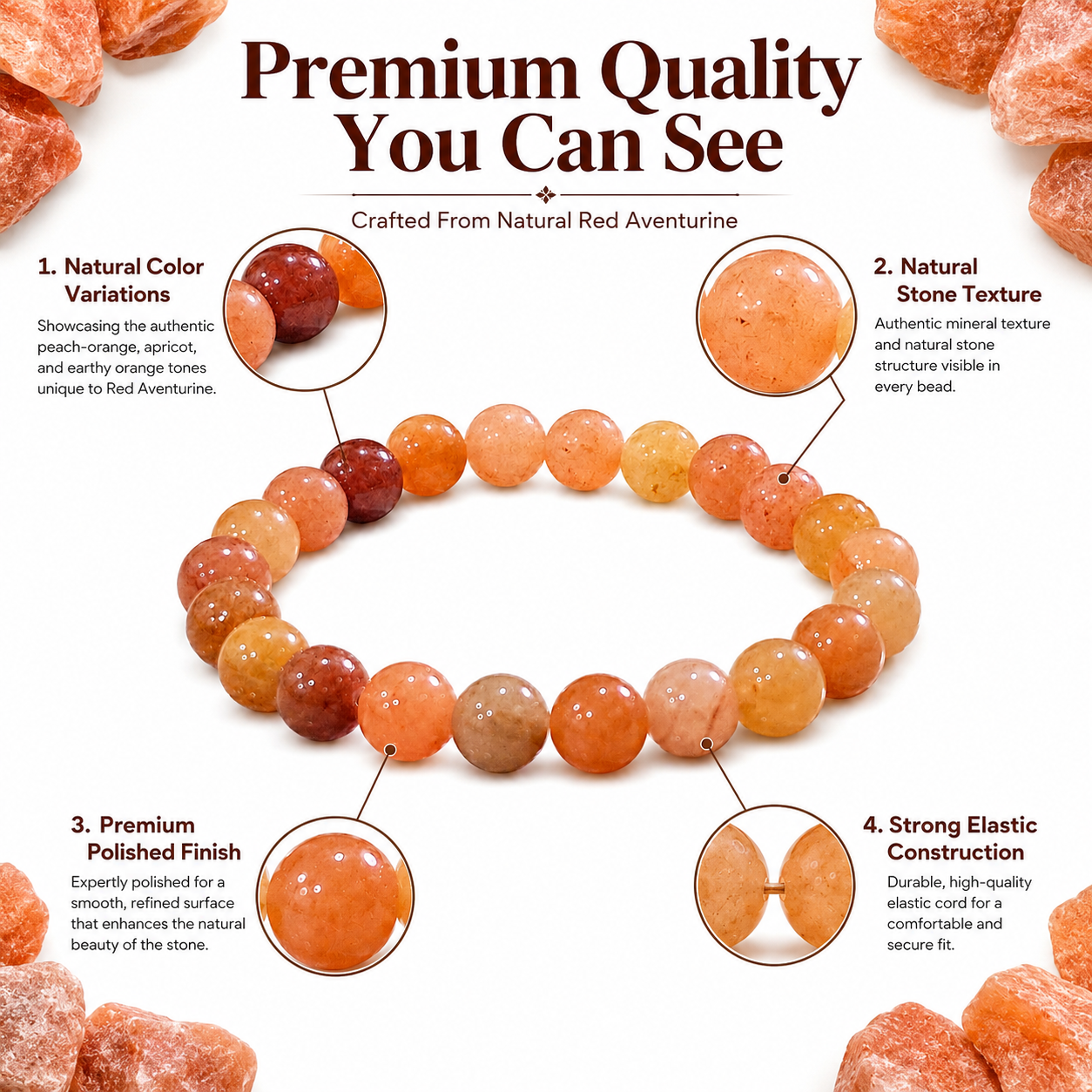 Natural Red Aventurine Bracelet 8mm