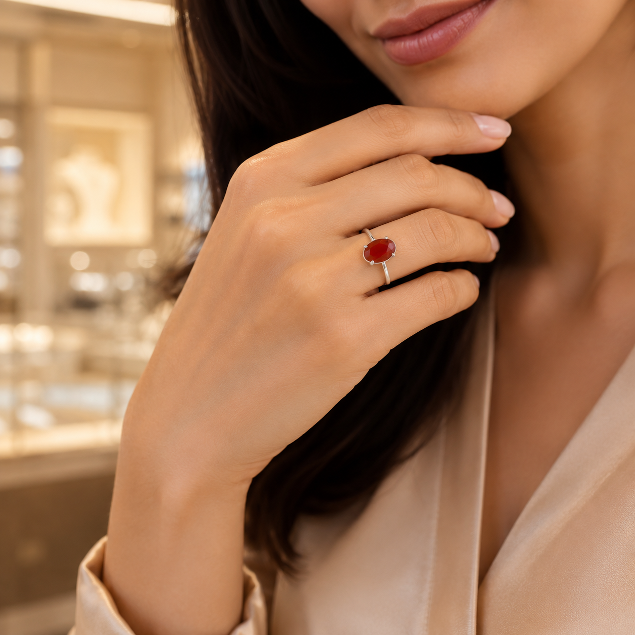 Natural Carnelian Adjustable Ring | Handmade Carnelian Gemstone Ring | Healing Crystal Jewelry