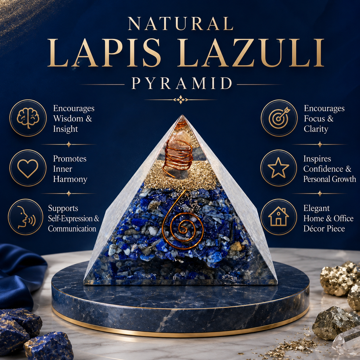 Natural Lapis Lazuli Orgonite Pyramid