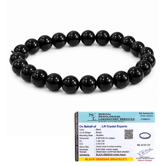 Natural Black Obsidian Bracelet – Protection, Grounding & Energy Shield Bracelet