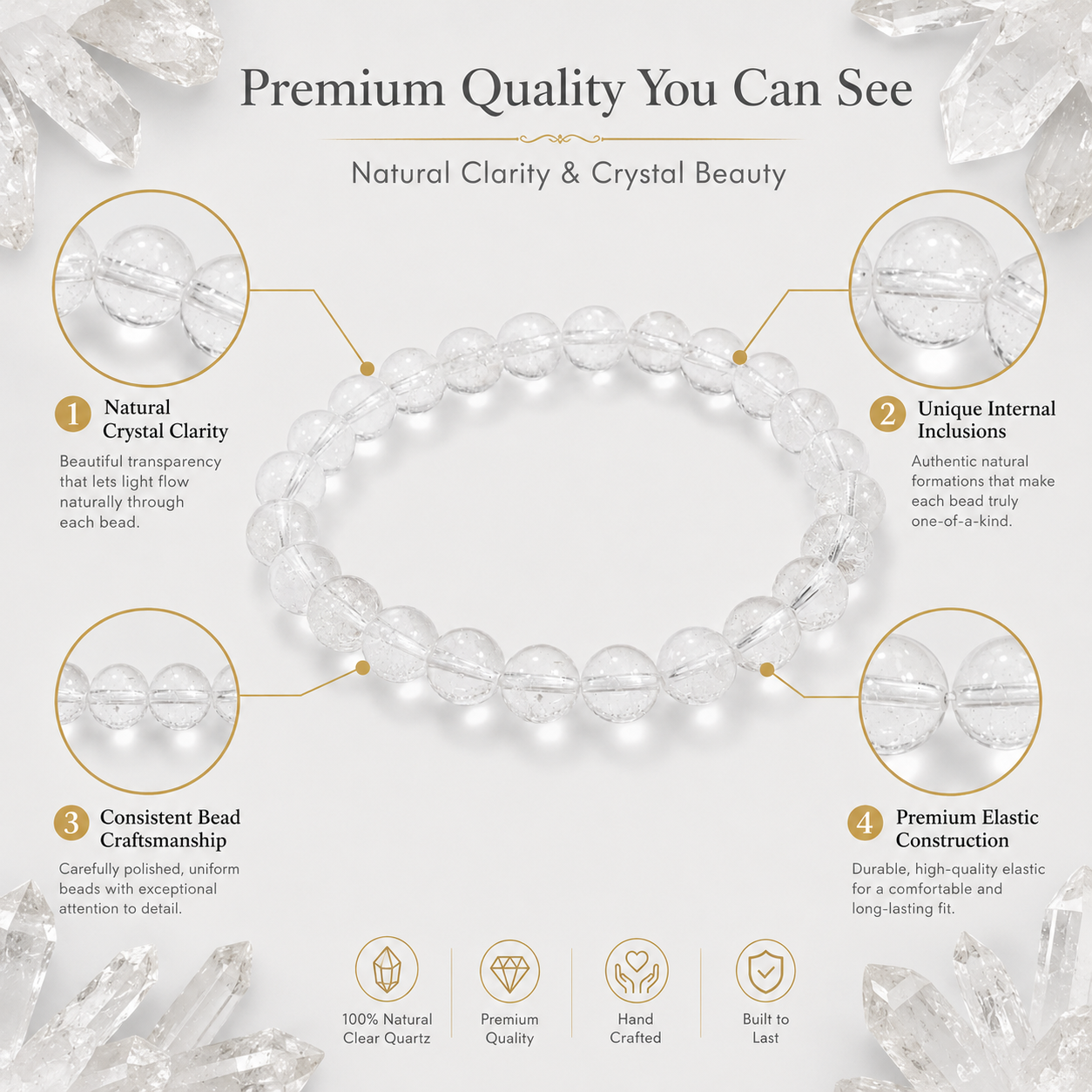 Natural Clear Quartz Bracelet 8mm