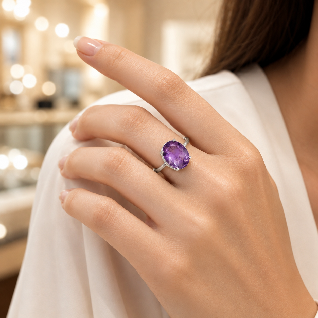 Natural Amethyst Adjustable Ring | Handmade Crystal Gemstone Ring | Healing Crystal Jewelry